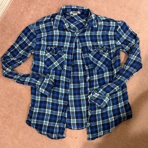 RSQ blue and green flannel shirt